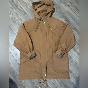 Bromley Women’s Hooded Utility Jacket Brown Drawstring Waist Coat